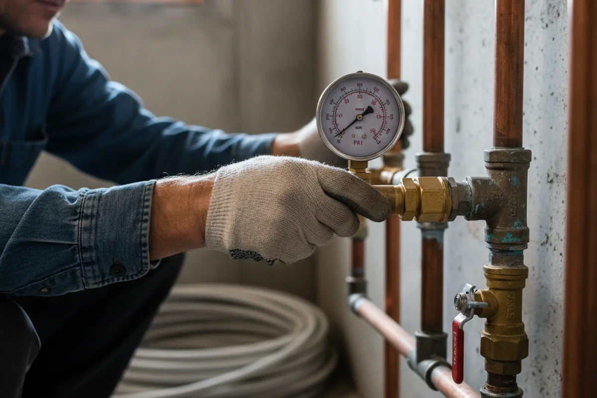 Pressure testing a repaired line during Water Line Repair in Glenside